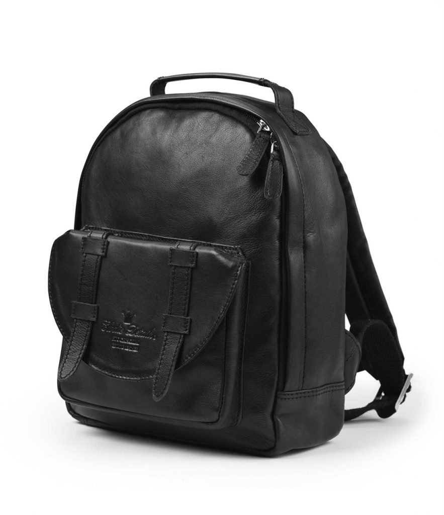Black leather baby backpack by Elodie Details